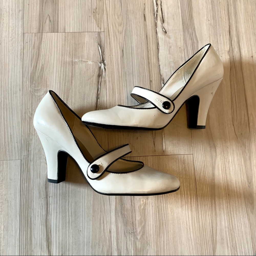 Fioni White Patent Leather MaryJane Heels